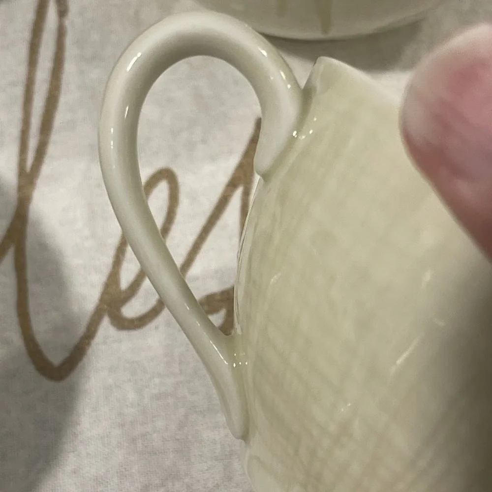 Vintage Nunome China Japan Tea Cups Set 4 Ivory Crackle Glaze Ceramic 4.25